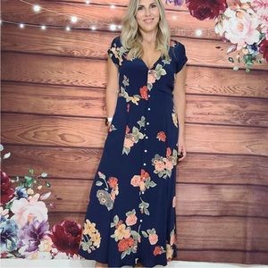 Capulet Elie dress, size large, navy floral NWOT